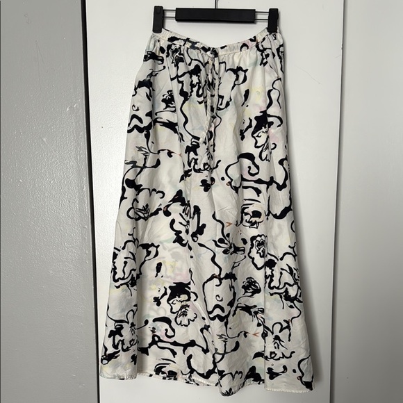 A New Day Black and White Midi A-Line Skirt Tie Front - Picture 2 of 7